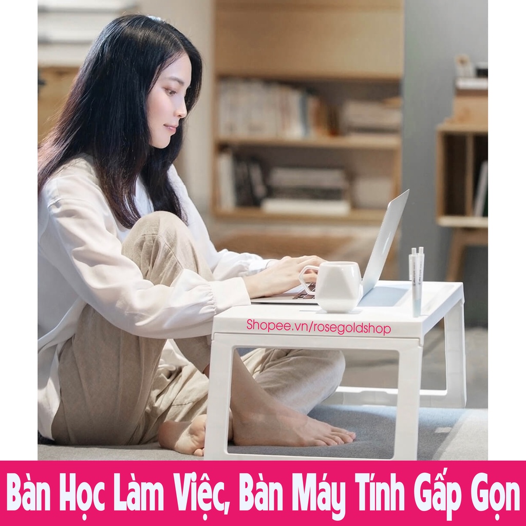 Bàn Học, Làm Việc, Bàn Máy Tính Gấp Gọn (Size 65*36*27cm) Dễ Dàng Cất Và Mang Đi - Nhựa Việt Nhật - Hàng Việt Nam