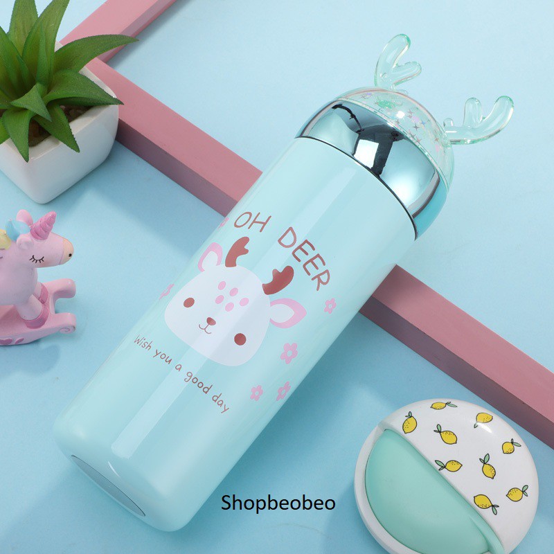 Bình giữ nhiệt Yankai dung tích 330ml bình hươu dễ thương inox 304 giữ nhiệt nóng lạnh đến 8 giờ