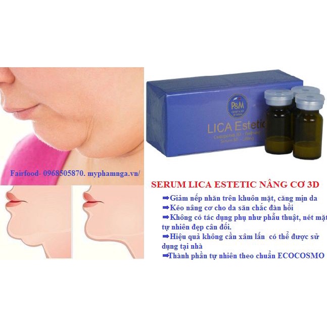 (ECO)Serum LICA 3D-LIFTING nâng cơ chỉnh hình thon gọn khuôn mặt xóa nếp nhăn hiệu ứng Cấy Chỉ vàng chống lão hóa mạnh