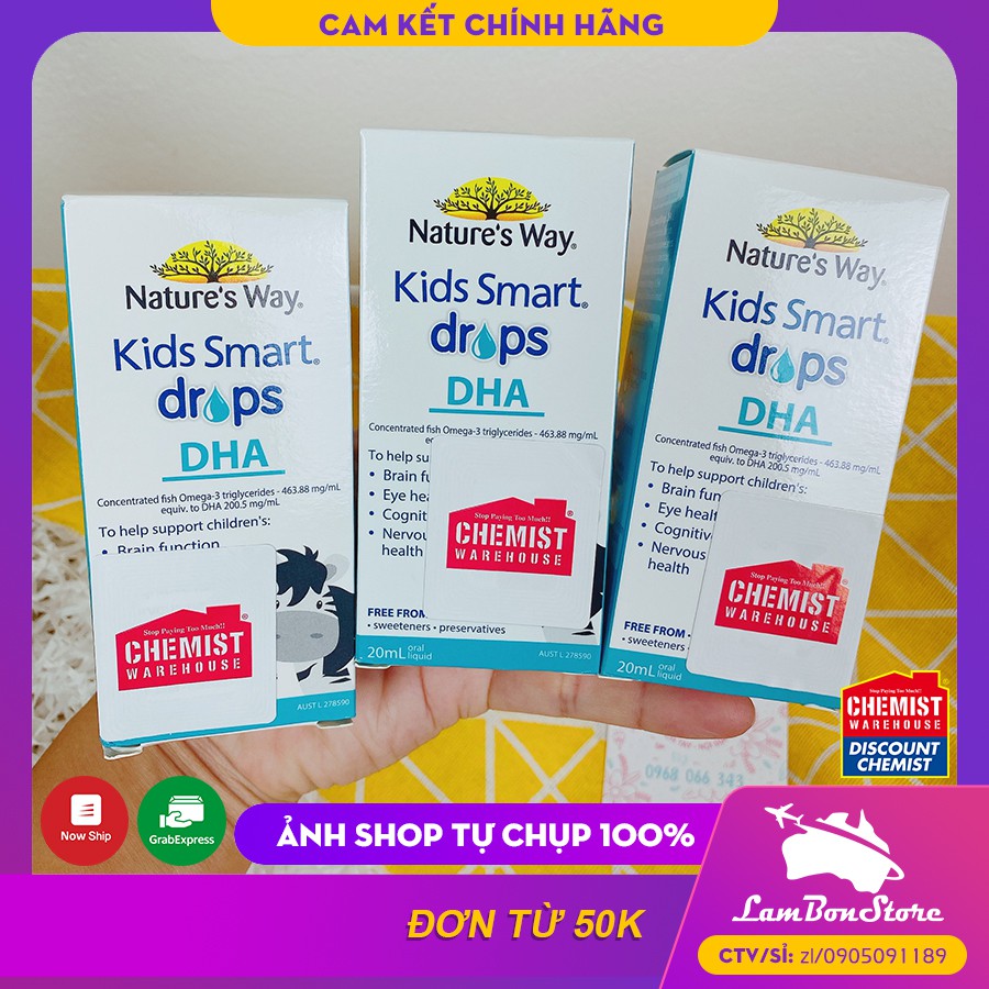 [Tem CHEMIST] DHA Nature’s Way Kids Smart dạng giọt Drops 20ml - Xuất xứ Úc