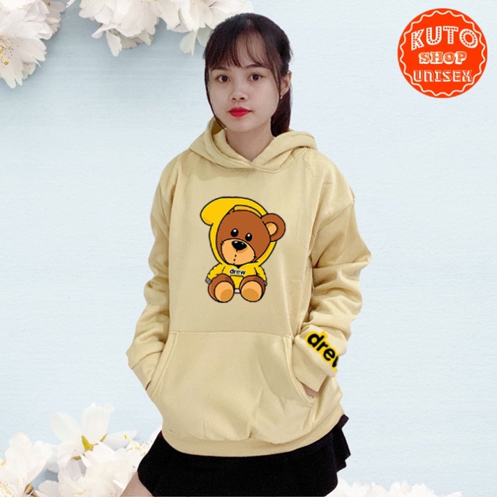 ÁO HOODIE DREW Nỉ Ngoại Cao Cấp In Pet Siêu Bền Siêu Đẹp (HD2840 - Gấu Bông - Kèm Ảnh Thật) (TONI SHOP)