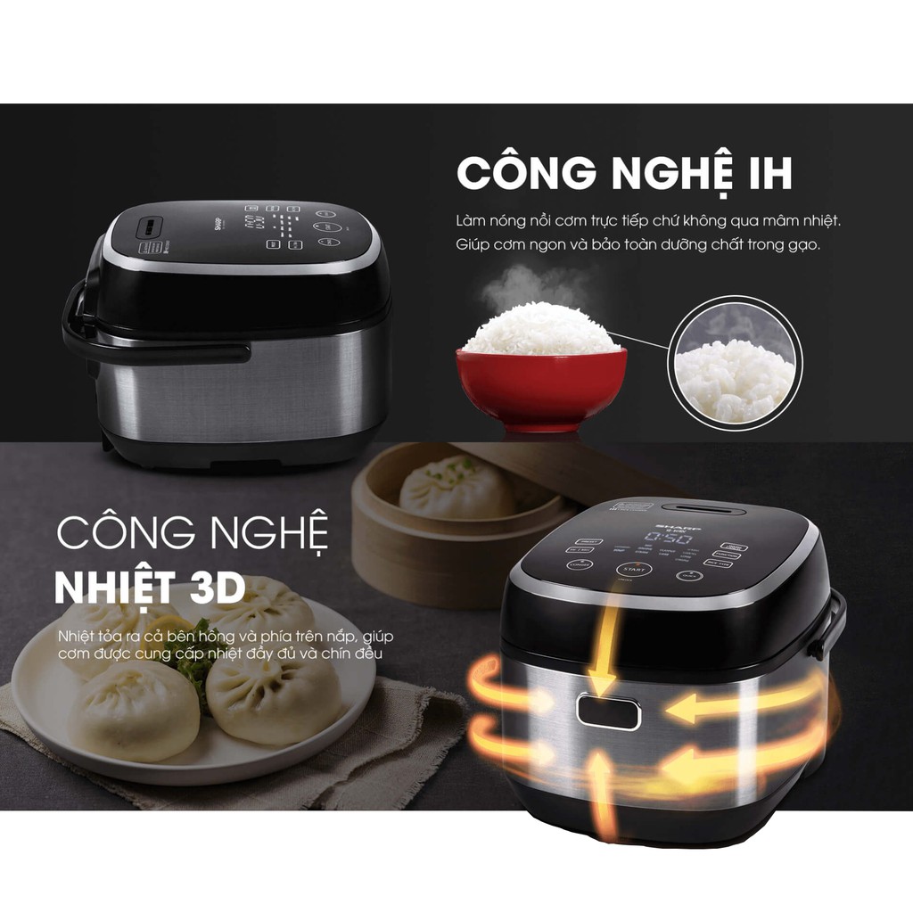 Nồi cơm điện cao tần Sharp 1.8 lít KS-IH190V-BK/GL/RD- Hàng chính hãng | BigBuy360 - bigbuy360.vn