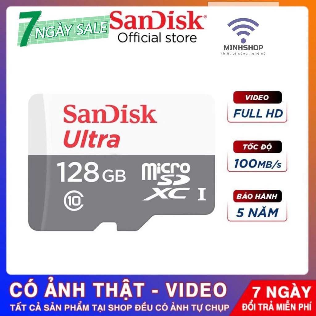 Thẻ Nhớ Micro SD SanDisk Ultra 32GB/64GB/128GB 100MB/S Class10 - Hàng Chính Hãng