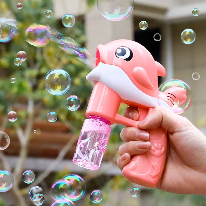 Cá heo thổi bong bóng ❤️CÓ ĐÈN❤️ Súng đồ chơi bắn bong bóng xà phòng hình cá heo có đèn cho bé