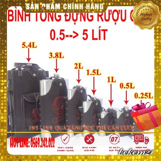 [ẢNH THẬT-7 CỠ ] Bình tông inox đựng nước, đựng rượu các cỡ từ 1 lít --> 5 lít tặng kèm bao da chất lượng cao,chắc cỠ