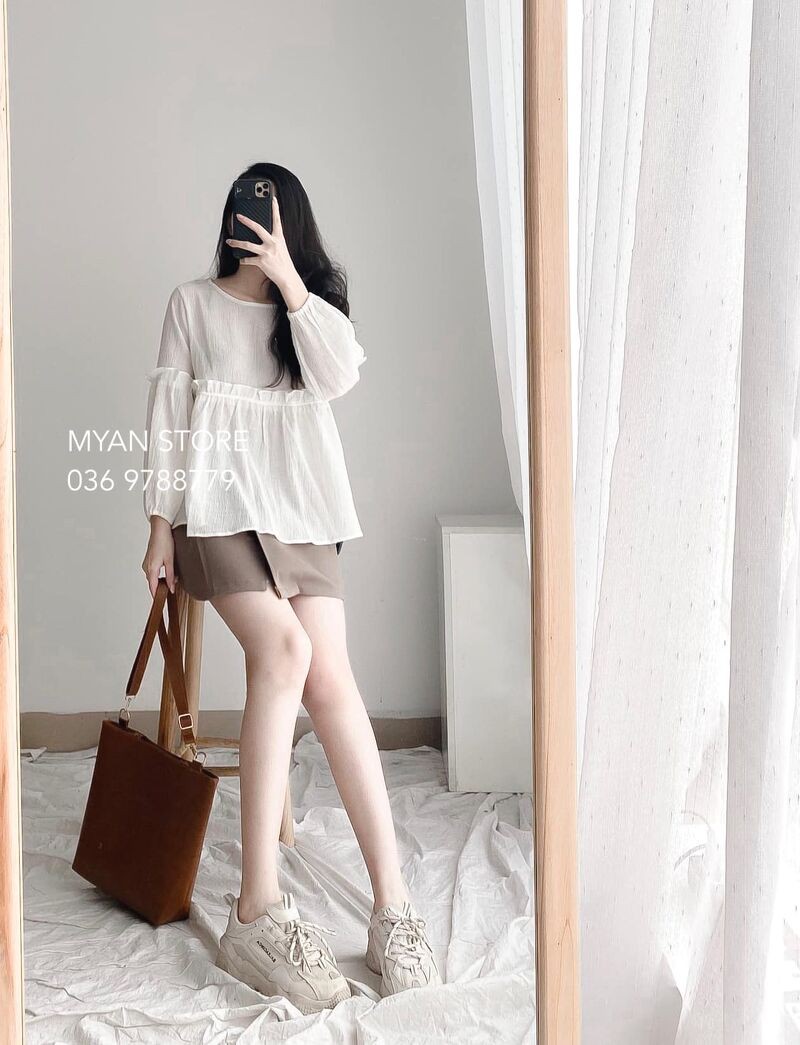 [Mã FAXANH55 giảm 10K đơn 50K] Chân váy xếp ly vạt lệch V032110