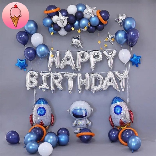 Set Trang Trí Sinh Nhật Chủ Đề Phi Hành Gia Cho Bé Trai Bé Gái Siêu Đẹp - Kemshop K47