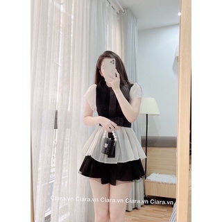 Áo tơ phối đen
