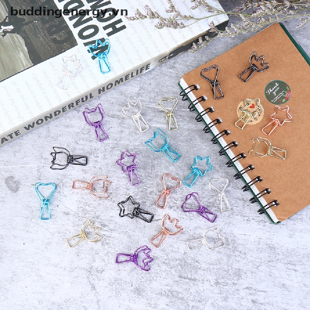 Set 6 Kẹp Kim Loại Thiết Kế Rỗng Cho Sách Văn Phòng