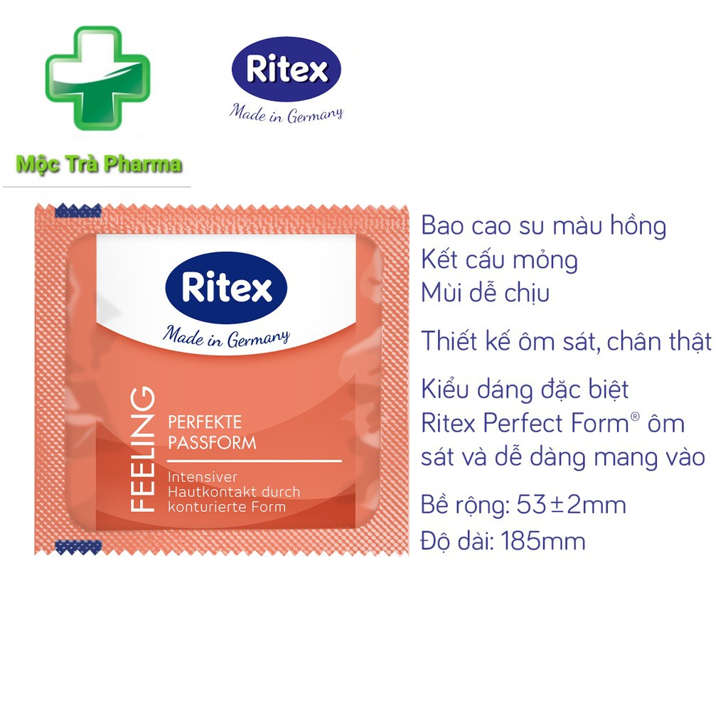 [Nhập Đức]- Bao cao su Ritex Feeling ôm sát vừa vặn hộp 3 bao - Hàng nhập khẩu chính hãng