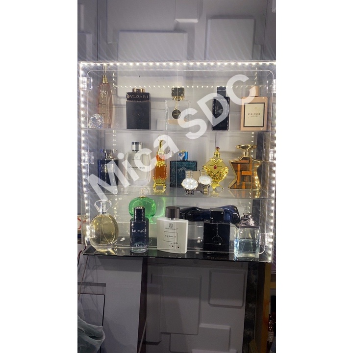 Tủ trưng bày nước hoa mỹ phẩm kèm đèn led - Tủ mỹ phẩm 3 tầng 50x16x50cm