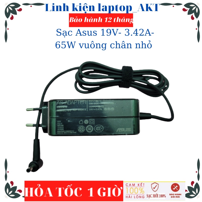 Sạc Laptop Asus 19V- 3.42A- 65W vuông chân nhỏ Zenbook 14 UX21 UX31A UX32A M509 X509 X509J X545 X509JA UX301 UX302