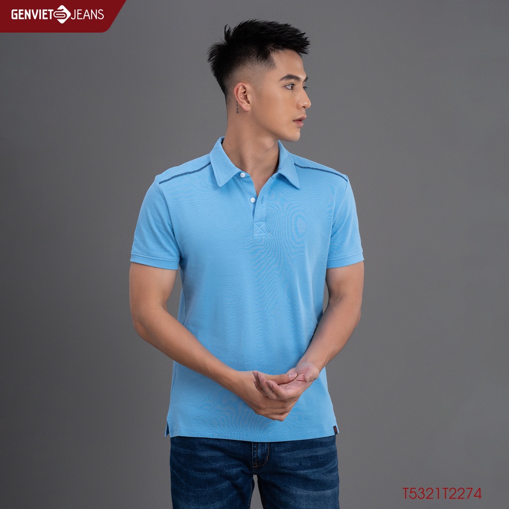 Áo Polo Nam Phối Vai Basic Cơ Bản GENVIET Đơn Giản Cao Cấp T5321T2274