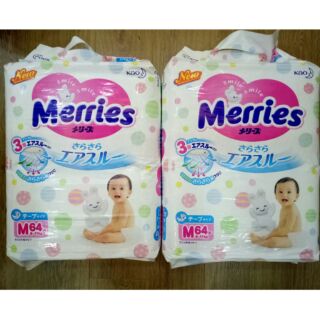 Bỉm dán Merries size M 64 miếng