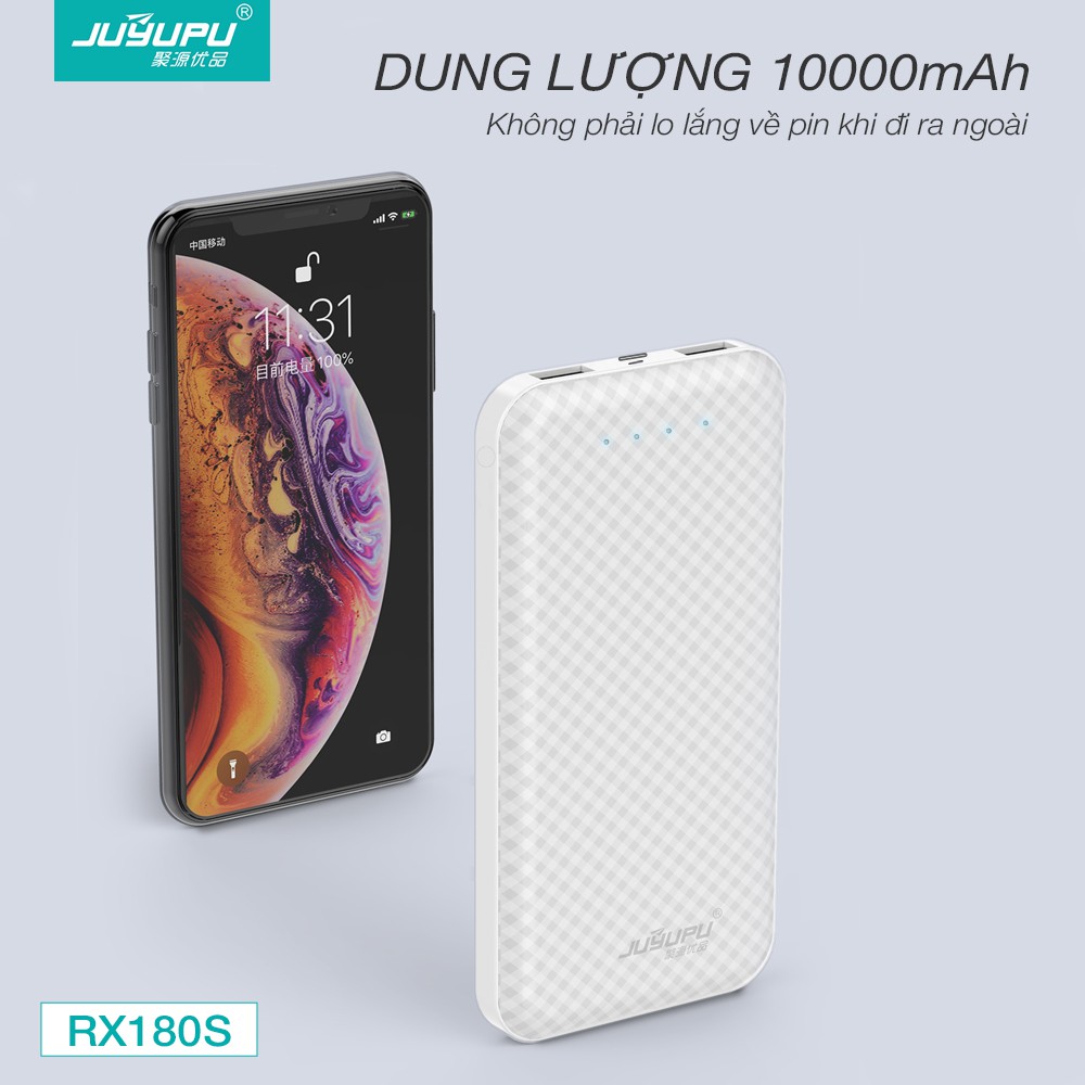 Sạc dự phòng FENGZHI RX180 10000mAh mỏng gọn chính hãng dành cho iPhone Samsung OPPO VIVO HUAWEI XIAOMI cục sạc dự phòng