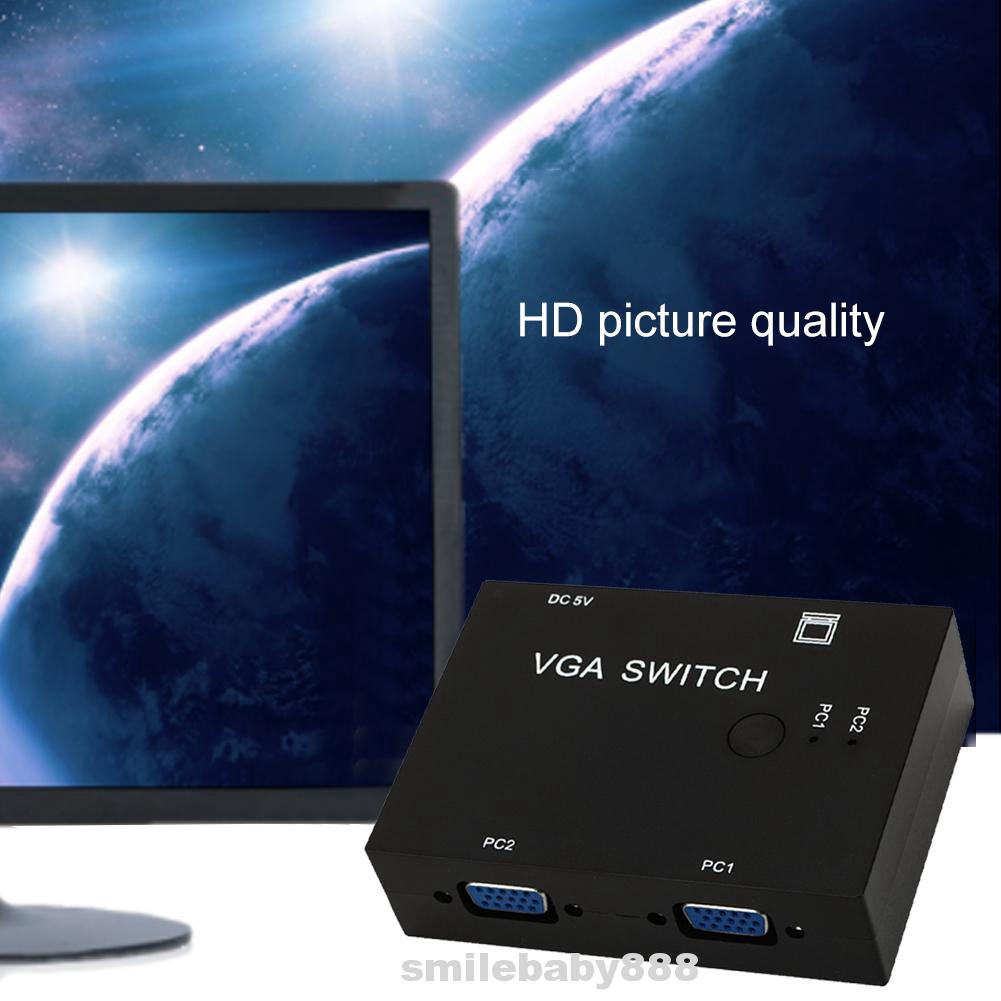 VGA Switch Manual 2 Port LCD TV Wide Screen Video Sharing Box 1920x1440 Resolution For PC Monitor
