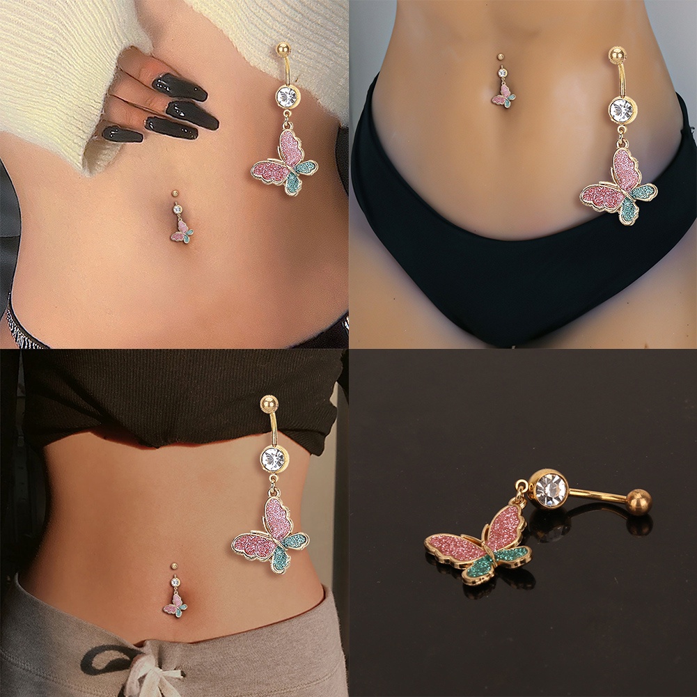 Khuyên Rốn Hình Bướm Đính Đá Pha Lê Thời Trang