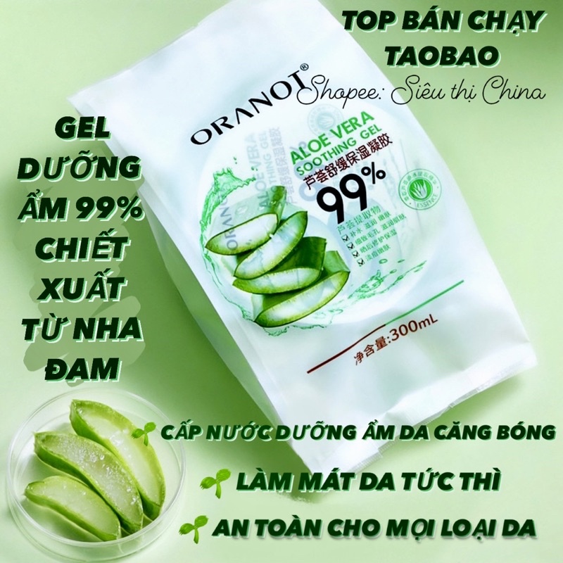 DÒNG CAO CẤP GEL Dưỡng Ẩm Nha Đam ORANOT 99% Chống Lão Hoá 10IN1 GEL Lô Hội Cấp Ẩm Da Căng Bóng MASK Ngủ Trắng Da