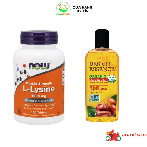 COMBO DẦU JOJOBA VÀ L-LYSINE ĐÁNH BAY MỤN, DƯỠNG DA SÁNG MỊN.