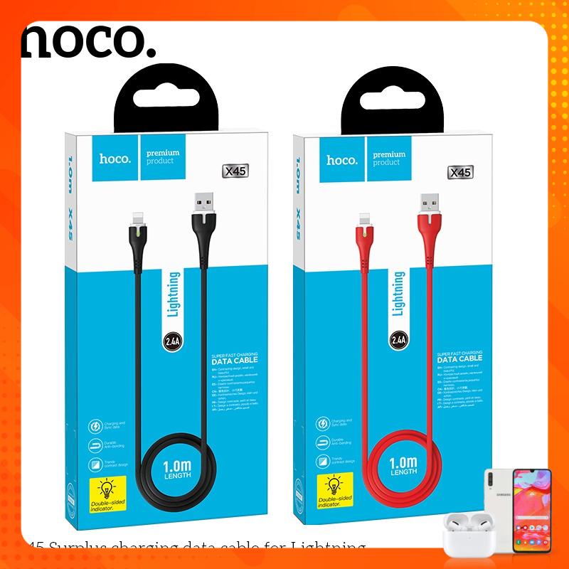 Dây cáp sạc TypeC X45 Hoco 3A dài 1m có đèn LED | Hàng chính hãng Hoco
