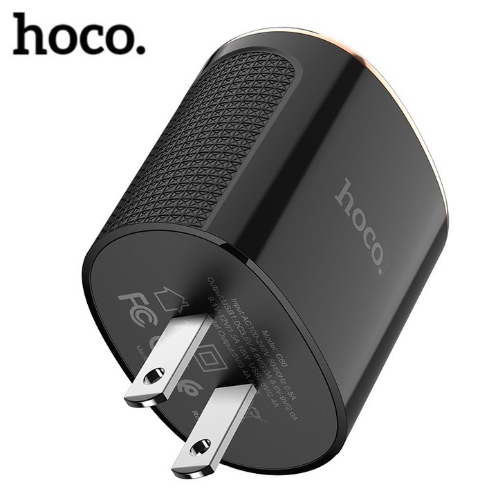 Củ sạc nhanh 18W tích hợp 2 cổng USB Quick Charge 3.0 nhãn hiệu Hoco C60 - Hàng chính hãng bảo hành 12 tháng