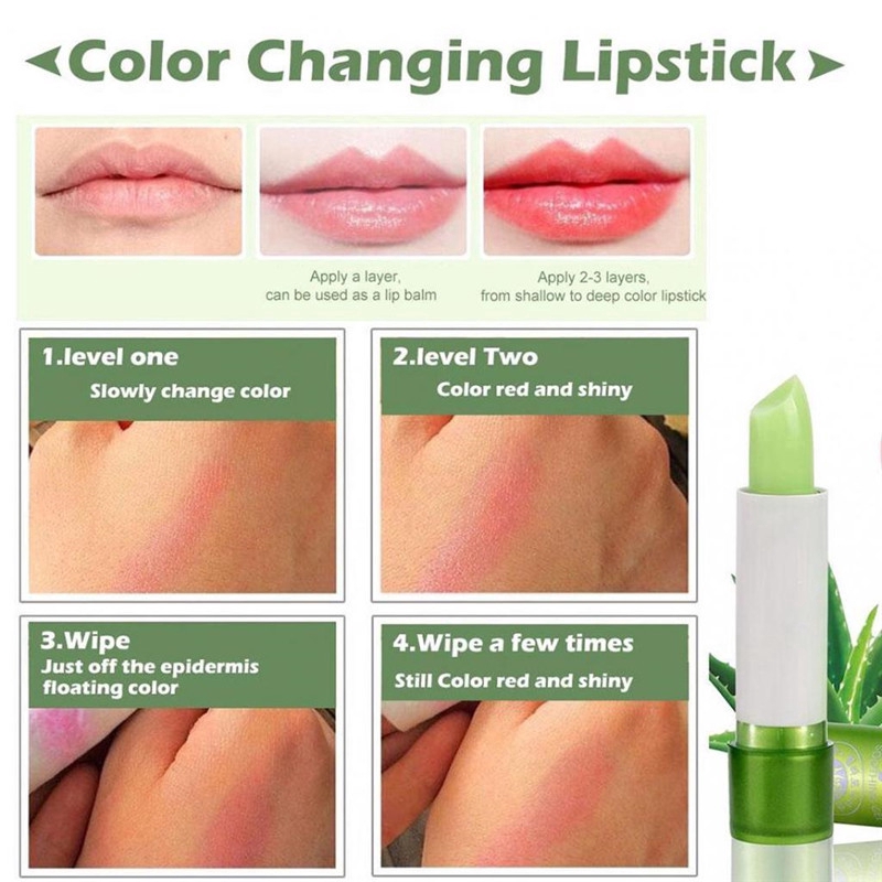 Natural Aloe Vera Moisturizing Lipstick / Temperature Color Changing Lip Stick / Long Lasting Lip Balm / Women Daily Basic Lips Makeup Cosmetic