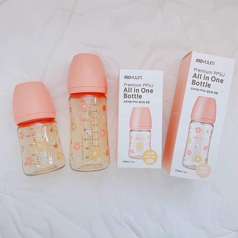 Bình sữa Moyuum bản hoạ tiết Daisy Edition 170/270ml( bình đã kèm núm), Suzy baby