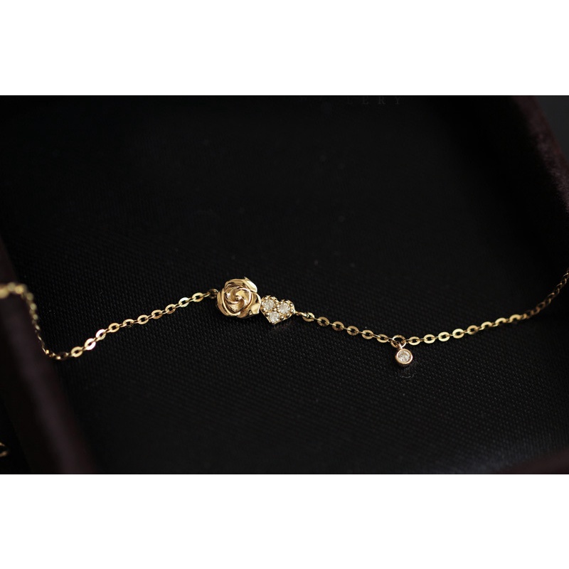 Vòng Tay Mạ Vàng 14K Đính Đá Hình Trái Tim Nhỏ Xinh Xắn Cho Nữ