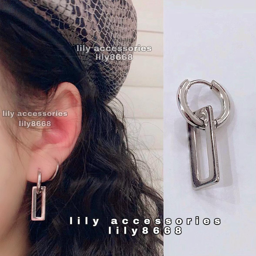 khuyên tai bông tai titan thanh chữ nhật không gỉ không đen không dị ứng cho nam và nữ Unisex BTS