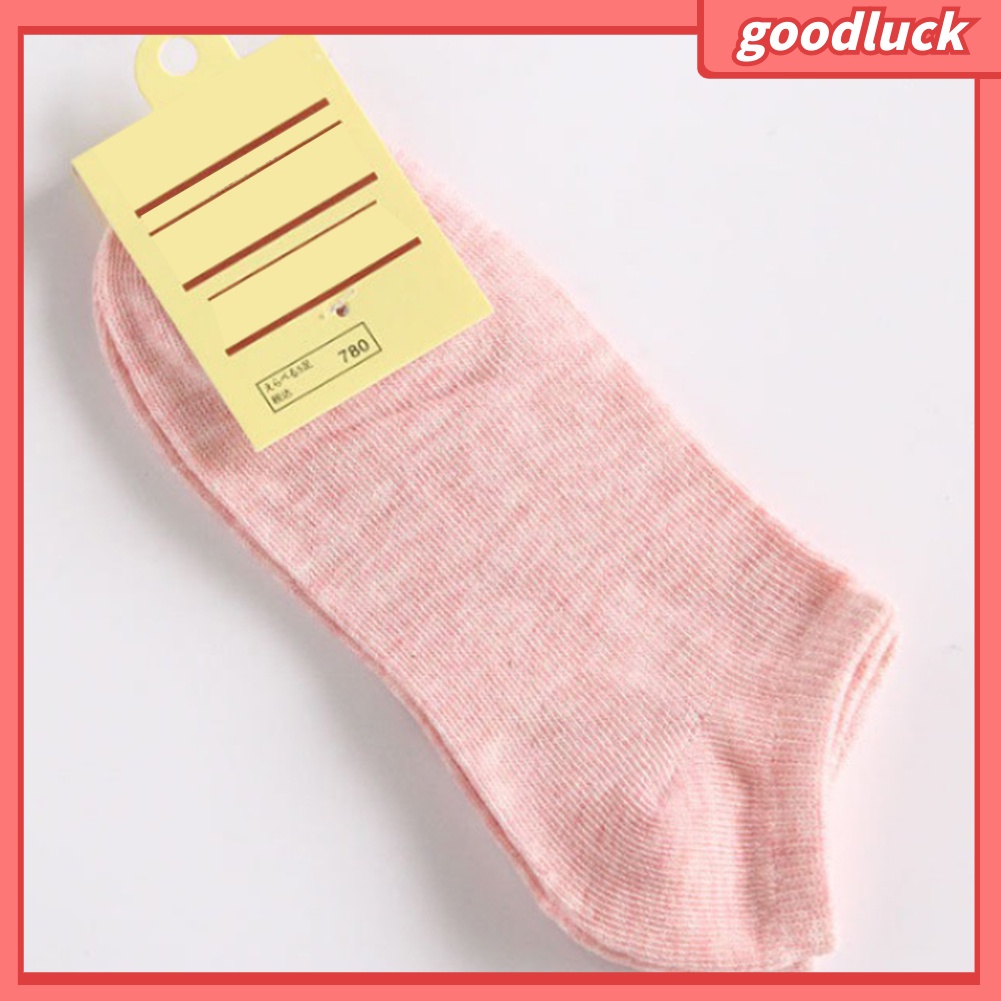 Đôi Tất Cotton Ngắn Màu Trơn Co Giãn Thoải Mái Cho Nữ