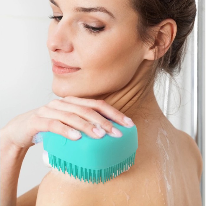 Bàn Chải Tắm Silicon Có Ngăn Chứa Sữa Tắm, Làm Sạch Và Massage, Tẩy Tế Bào Chết Cải Thiện Làn Da, Quai Xách Tiện Lợi