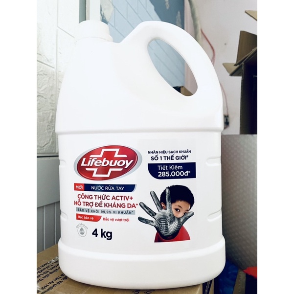 Nước Rửa Tay Lifebuoy 4KG Bạc Bảo vệ vượt trội 99.99%