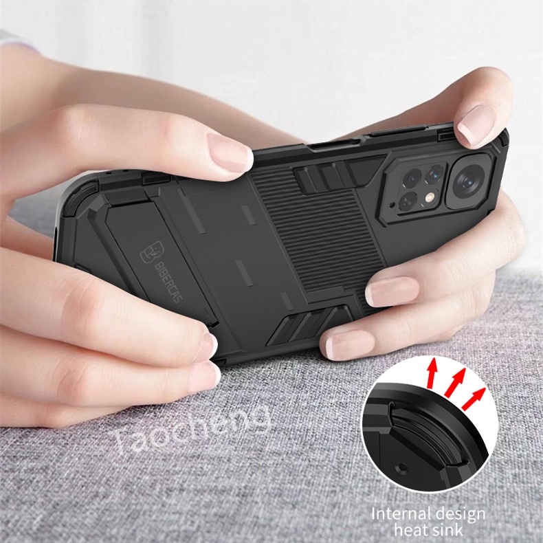 Ốp Điện Thoại Cứng Kiểu Giáp Chống Sốc Khung Mềm Có Chân Đỡ Cho Xiaomi Redmi Note 11 Pro Plus + 11s 4G 5G Note11