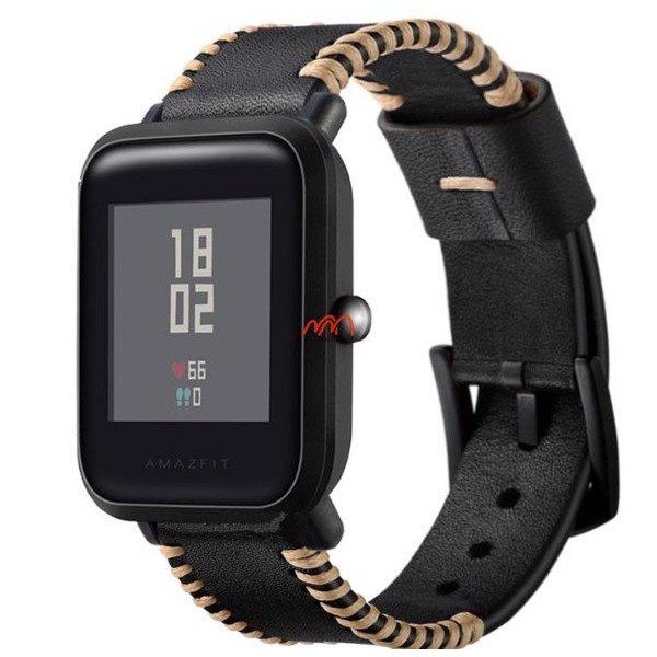 [Mã ELFLASH5 giảm 20K đơn 50K] Dây da viền chỉ nổi Amazfit Bip hiệu Sikai