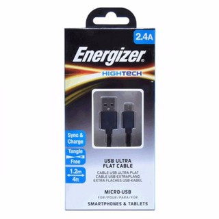 [Freeship toàn quốc từ 50k] Cáp sạc Energizer Flat Micro-USB dẹp dài 1.2m - C21UBMCG cho Android (Đen)