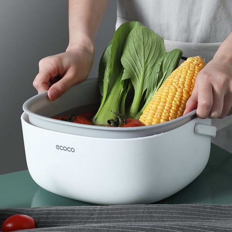 Chậu rổ 2 lớp thoát nước có quai ECOCO cao cấp