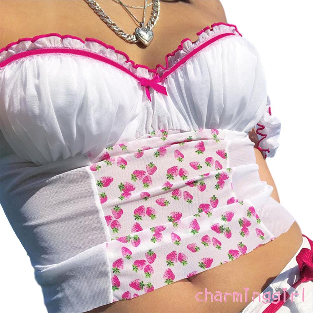 Áo Nữ Không Tay Họa Tiết Trái Dâu Thời Trang Quyến Rũ | BigBuy360 - bigbuy360.vn