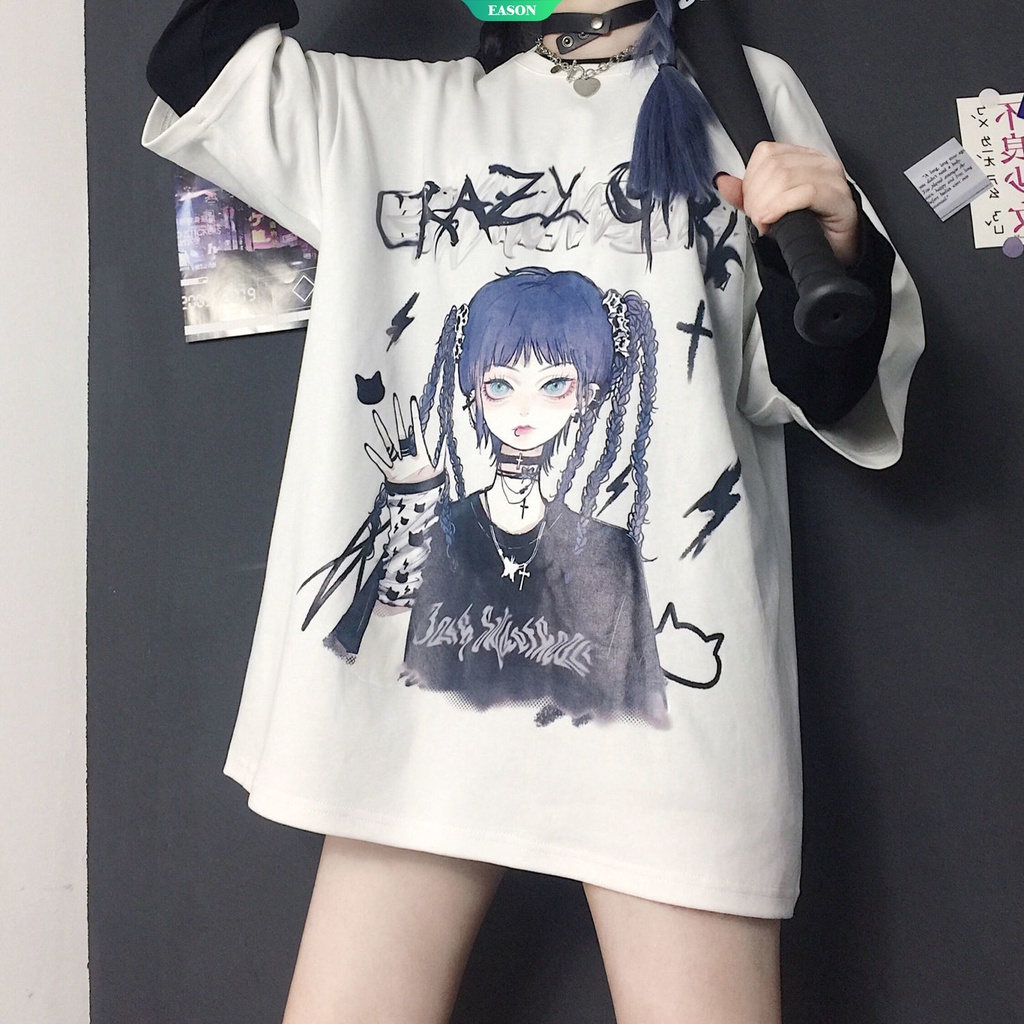 Áo Thun Đen Tay Ngắn Dáng Rộng Phong Cách Harajuku Hip hop Thời Trang 2022
