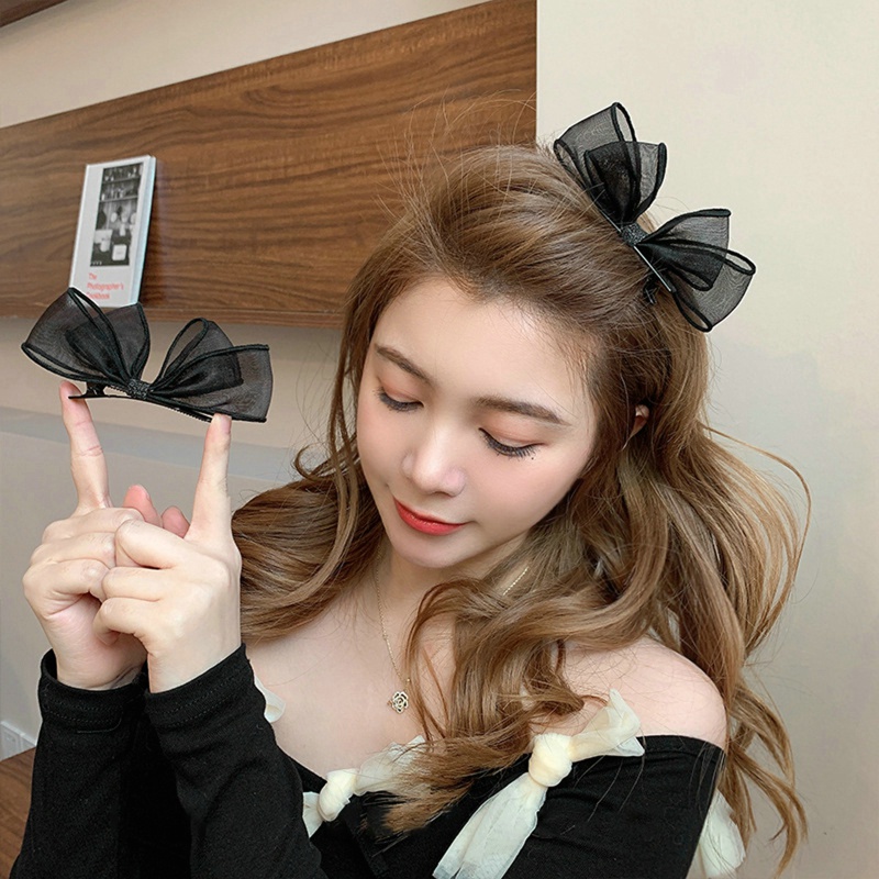 Kẹp Tóc Nơ Lưới Thời Trang Hàn Quốc Ngọt Ngào Cho Nữ
