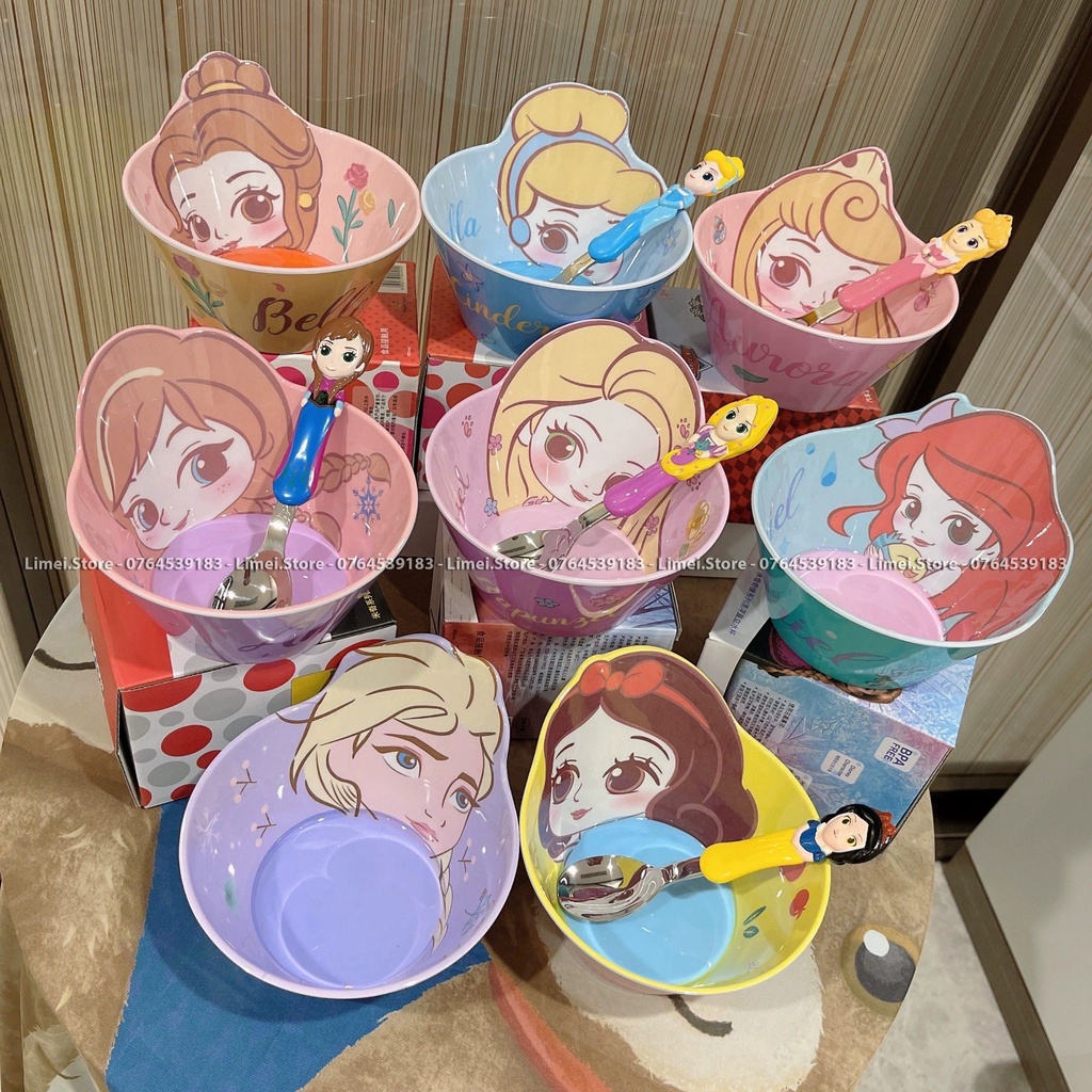 Chén ăn tô nhựa melamine Frozen Elsa Mickey Princess Car Disney nổi 3D cho trẻ em bé trai gái