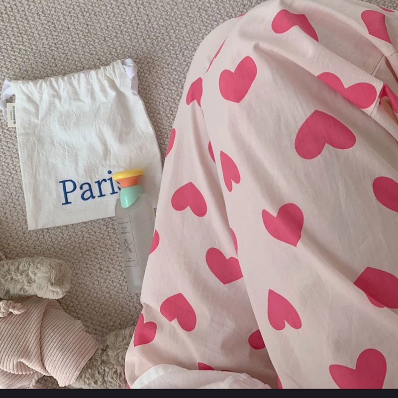 Jiashucheng Quần Dài Mặc Ở Nhà Dáng Rộng Màu Hồng Ngọt Ngào Cho Nữ