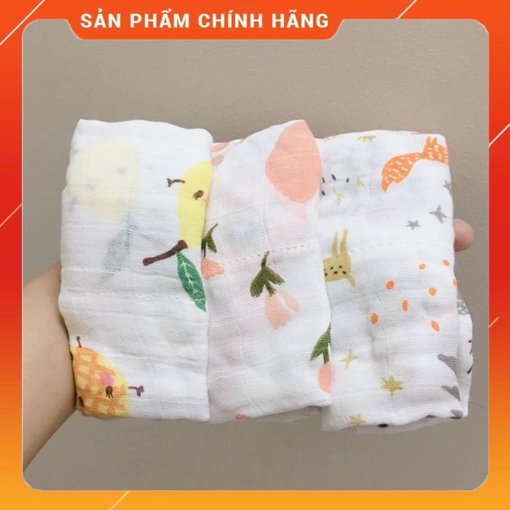 Set 3 khăn sữa sợi tre siêu mềm Muslin tree