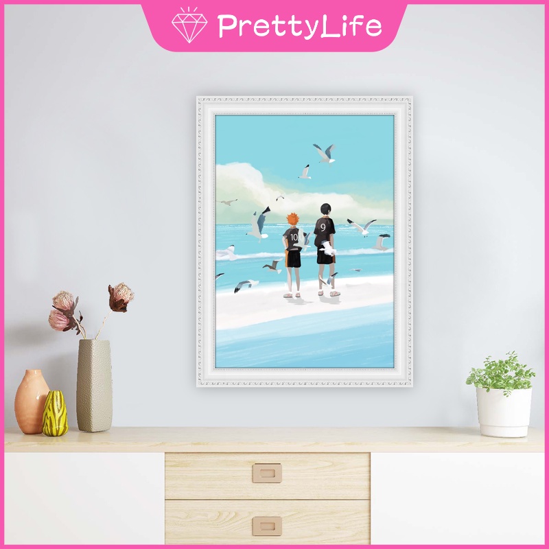 Bộ tranh đính đá 5D tự làm 30x40cm/40x50cm họa tiết hoạt hình Nhật Bản dùng để trang trí phòng ngủ