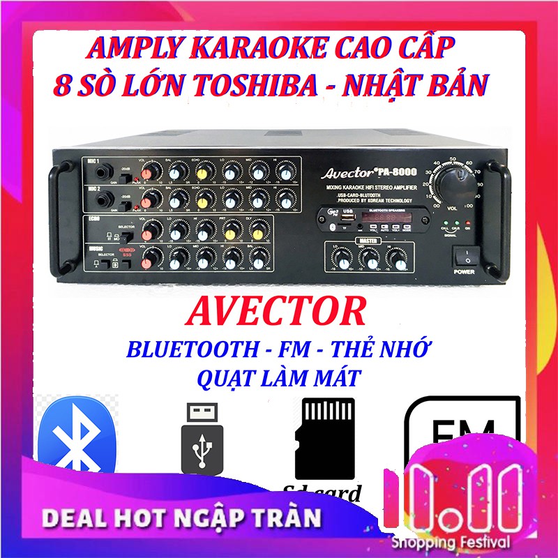 Dàn karaoke gia đình - Dàn karaoke bluetooth - Dàn karaoke 3 tấc giá rẻ Amply Avector 8000 Và Loa NOVIO PRO AUDIO 3 tấc