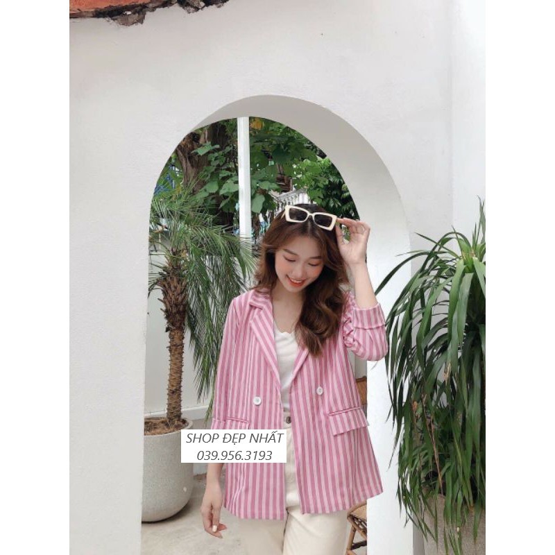 Áo vest nữ blazer kẻ sọc ullzang phong cách Hàn Quốc F12 | BigBuy360 - bigbuy360.vn