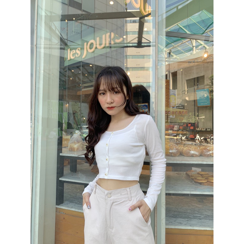 ÁO CROPTOP LEN TĂM CÚC DỌC DÀI TAY HOT
