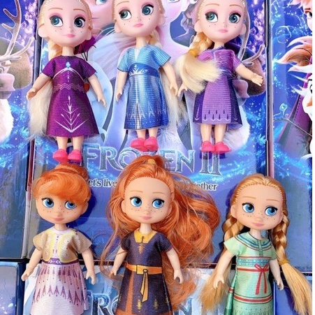 [Ảnh thật] Bộ đồ chơi cho bé gái 6 búp bê elsa anna frozenII