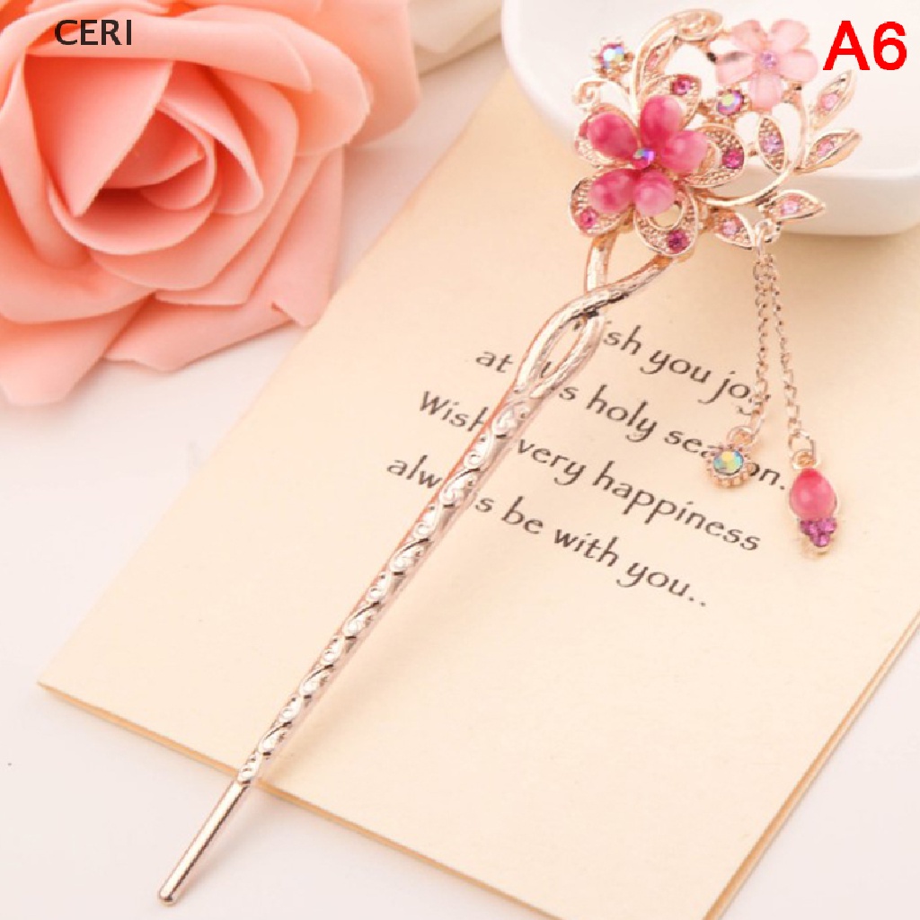 Trâm Cài Tóc Hình Hoa Đính Đá Nhiều Màu Sắc Phong Cách Trung Hoa Cổ Điển Cho Nữ