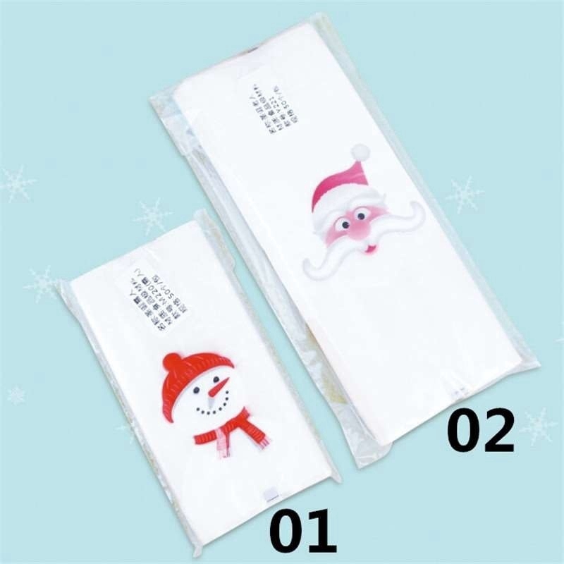 Set 50 túi nhựa đựng bánh quy họa tiết giáng sinh