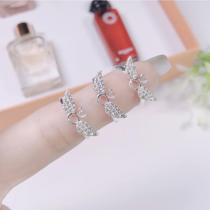 Nhẫn nữ Bạc ta cánh thiên thần sang chảnh , sáng bóng - Vàng Bạc Khải Khải